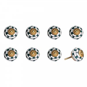 Charming Green and Gold Set of 8 Knobs