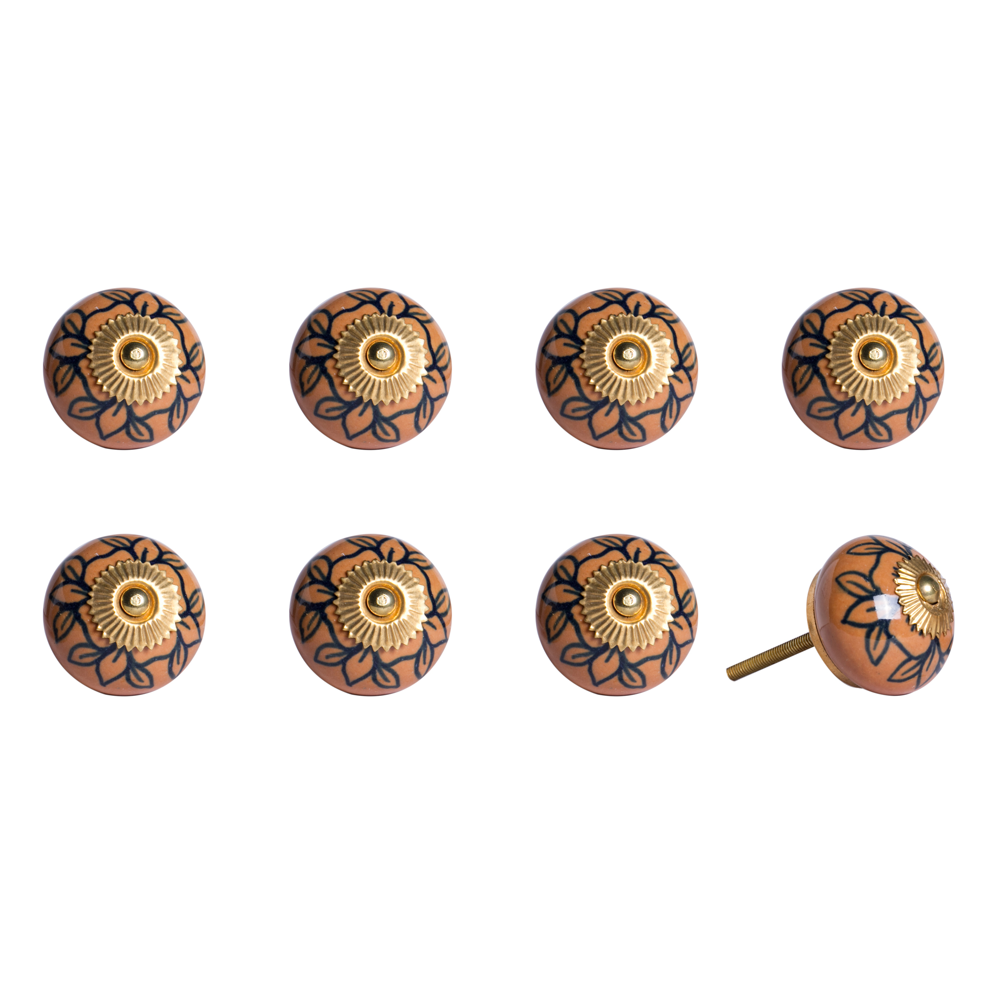 1.5" x 1.5" x 1.5" Orange, Gold And Black - Knobs 8-Pack