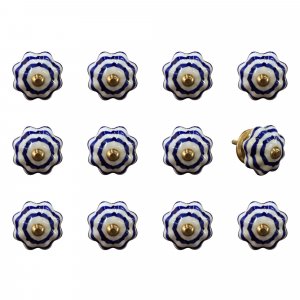 1.5" x 1.5" x 1.5" White Blue and Copper  Knobs 12 Pack