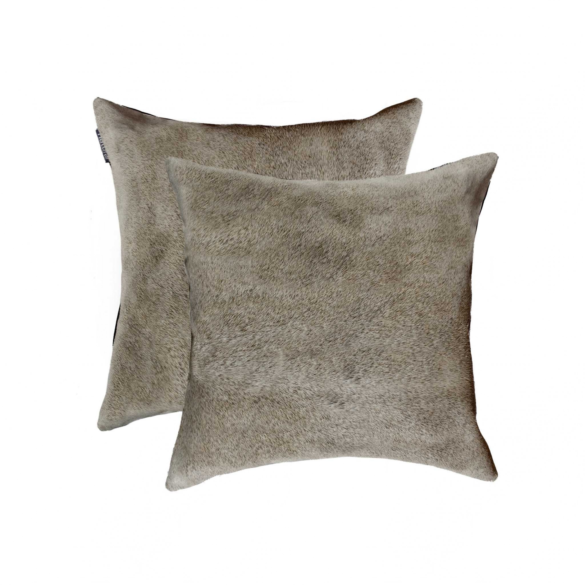 18" x 18" x 5" Gray Cowhide - Pillow 2-Pack