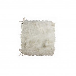 Set of 2 Off White Cozy Faux Fur Chair Pads