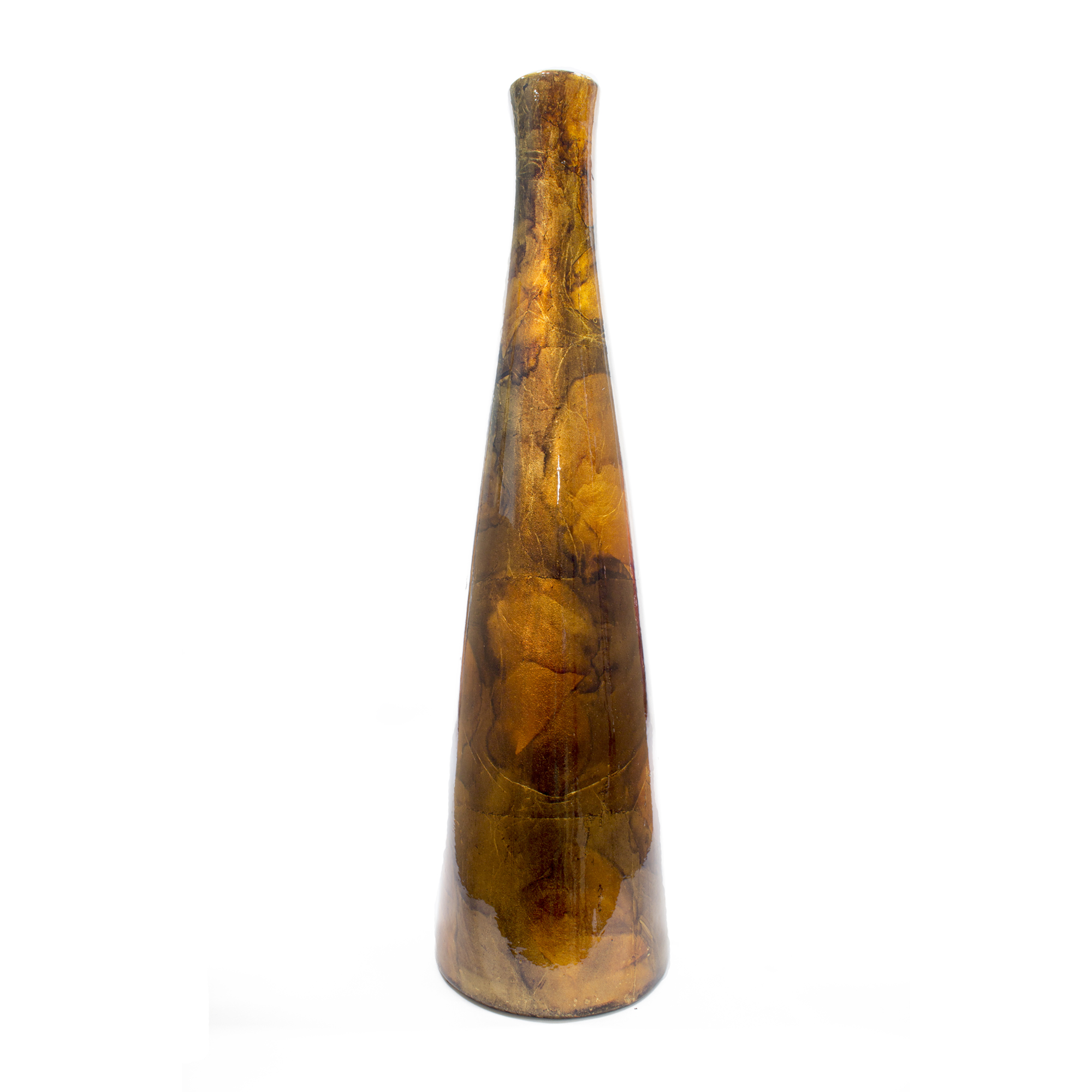 5.5" X 5.5" X 20.2" Turquoise Copper and Bronze Ceramic Floor Vase