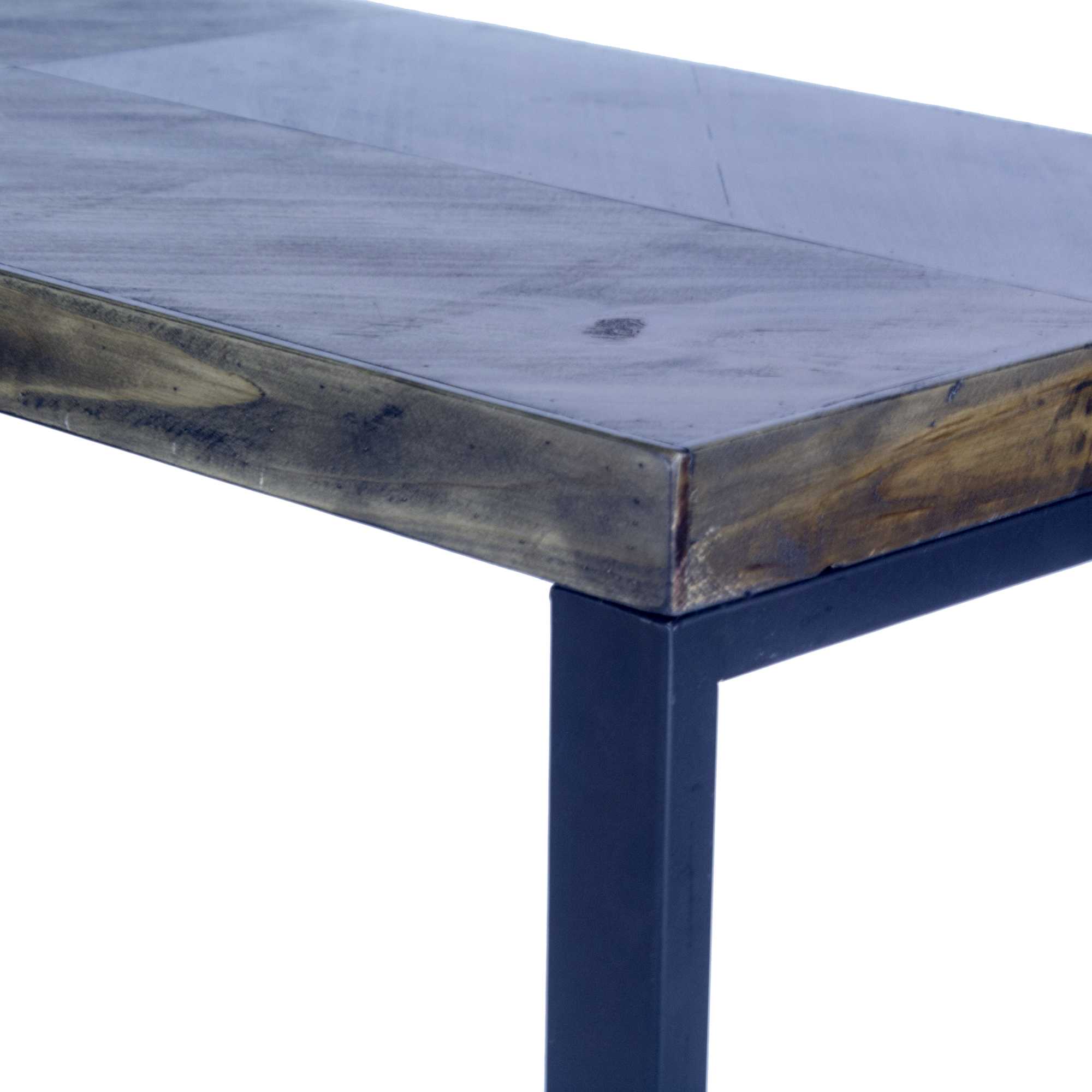 41.25" X 16" X 30" Grey Metal Wood MDF Modern Industrial Wood Console Table