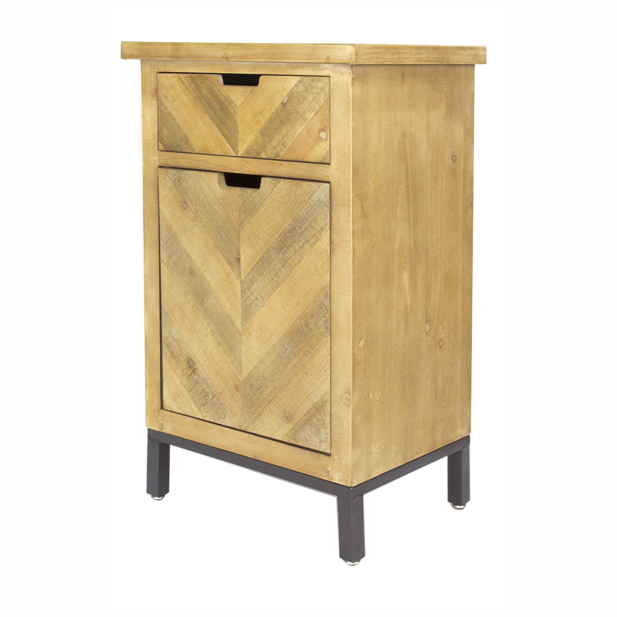 20" X 15" X 31.5" Natural Wood in Iron MDF Cabinet with a Drawer and a Door