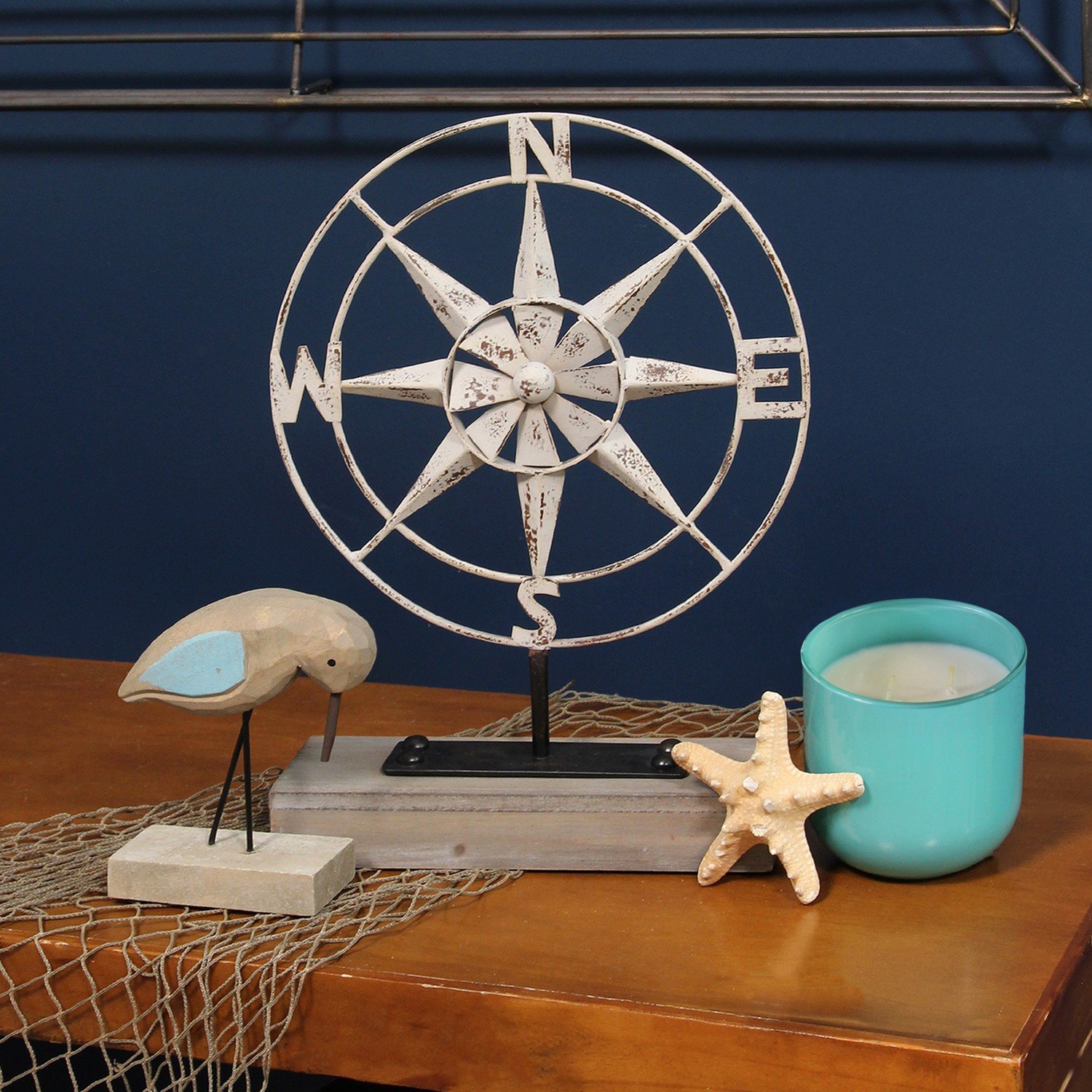 Compass of the Sea Metal and Wood Table Top