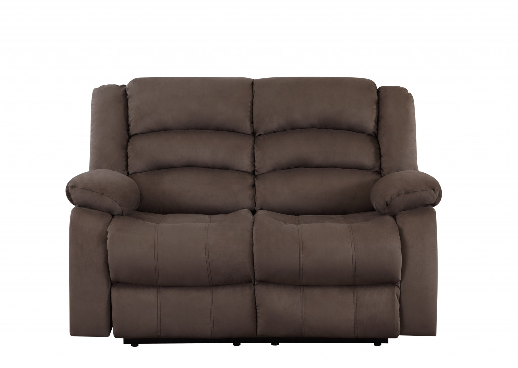 60" Brown Microfiber Manual Reclining Loveseat-329368-1