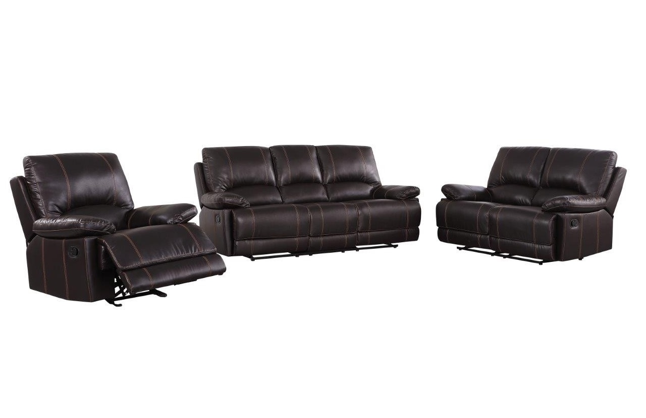 Three Piece Indoor Brown Faux Leather Six Person Seating Set-329406-1