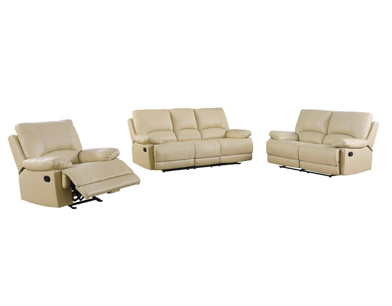 Three Piece Indoor Beige Faux Leather Six Person Seating Set-329411-1