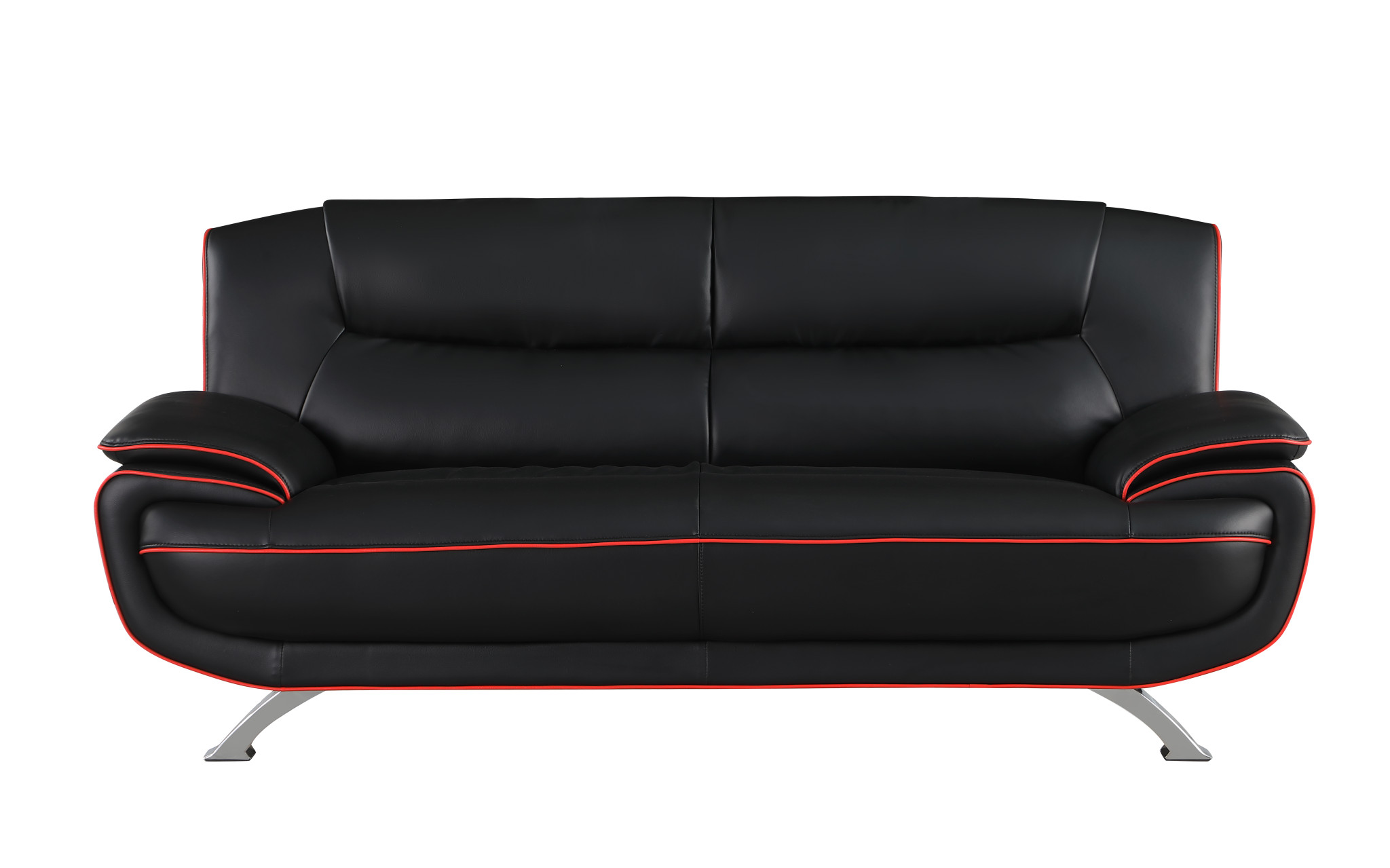80" Black And Silver Leather Sofa-329455-1