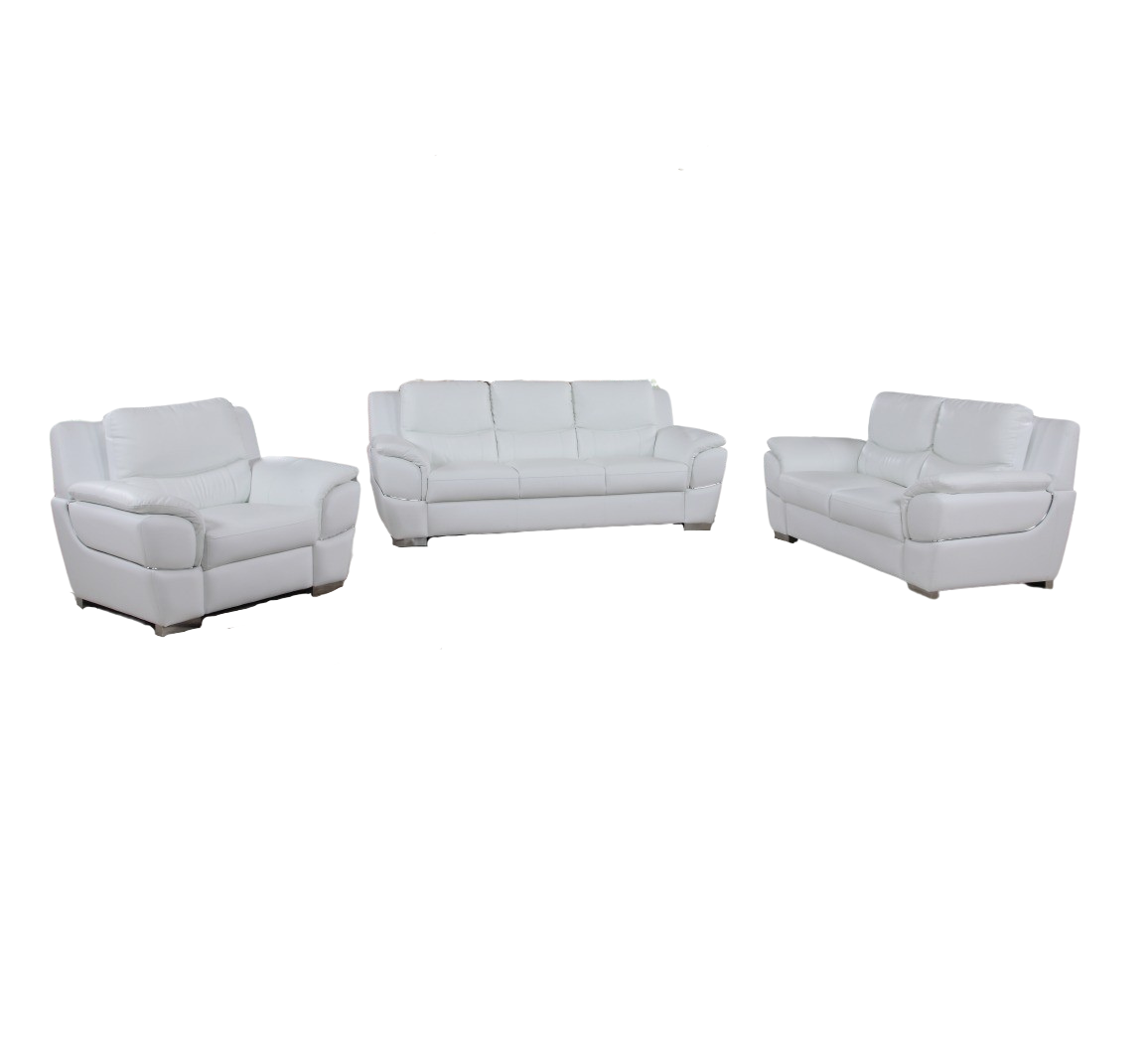 Three Piece Indoor White Genuine Leather Six Person Seating Set-329478-1
