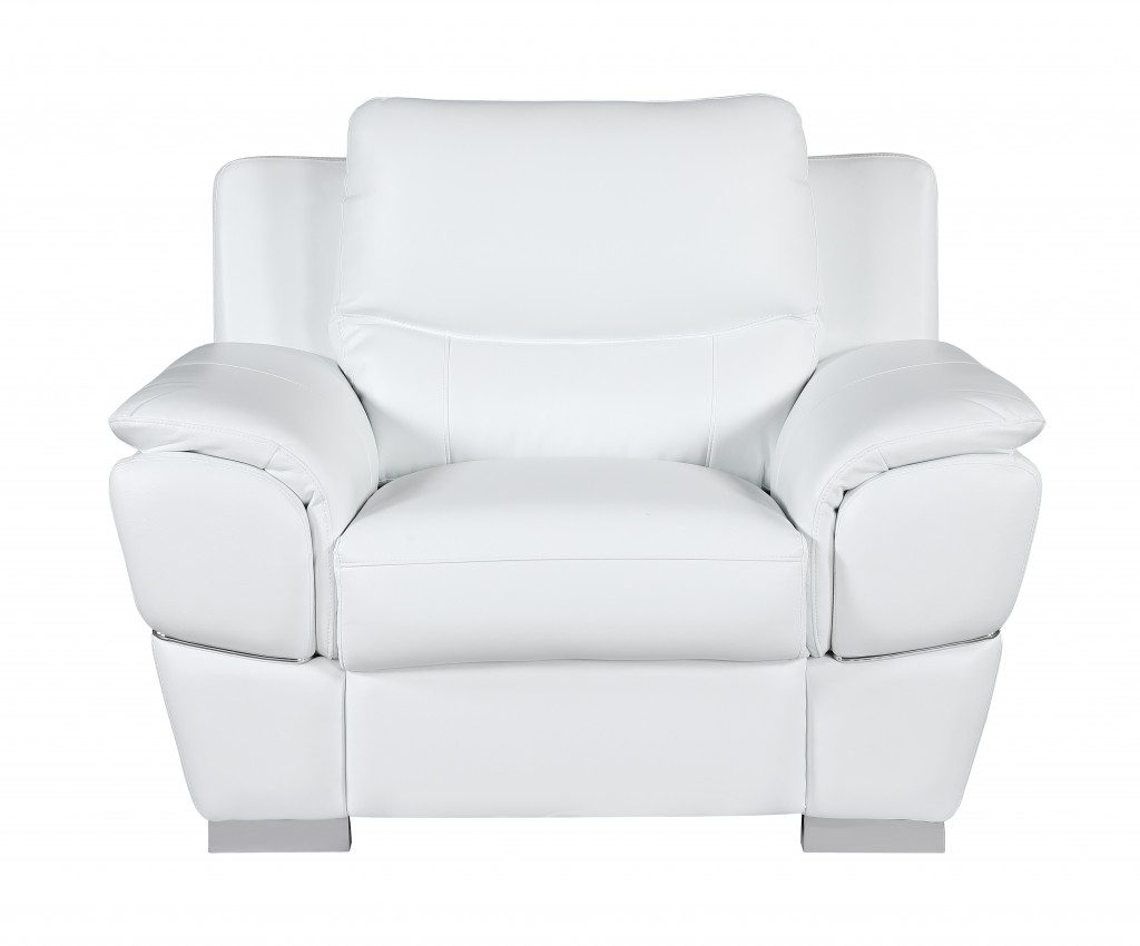 37" White Chic Leather Stationary Chair