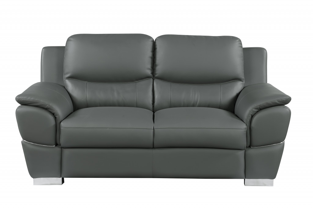69" Gray And Silver Faux Leather Love Seat-329484-1