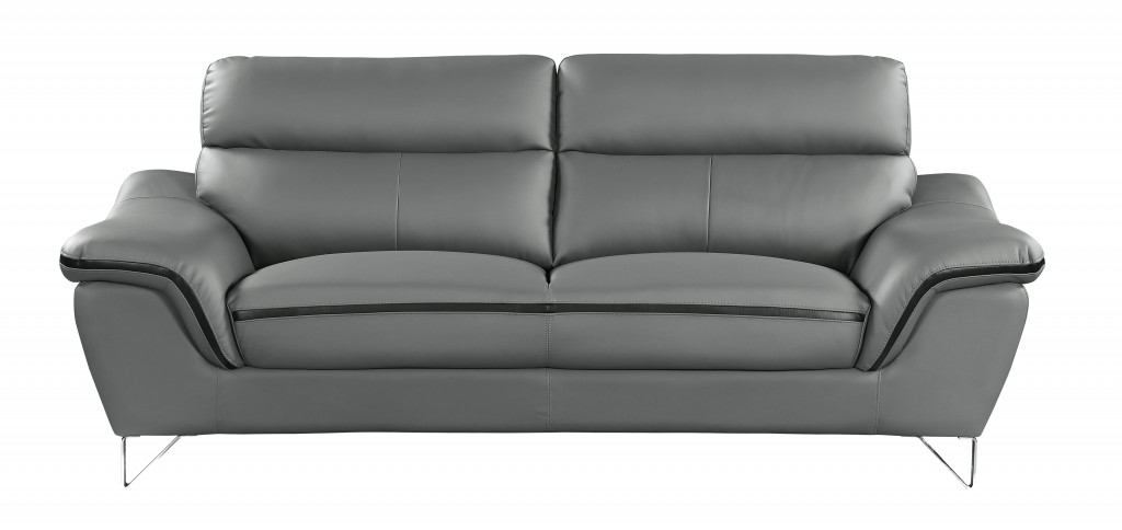 69" Gray And Silver Faux Leather Love Seat-329500-1