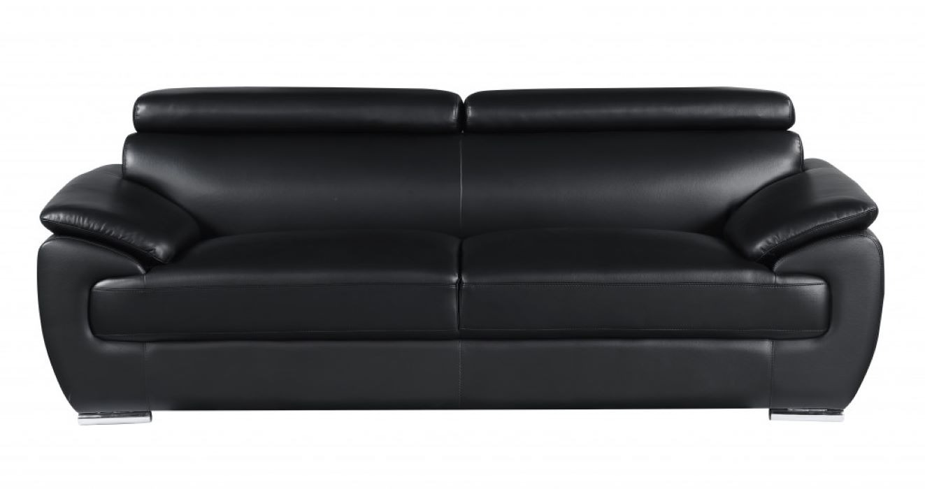 86" Black And Silver Faux Leather Sofa-329519-1