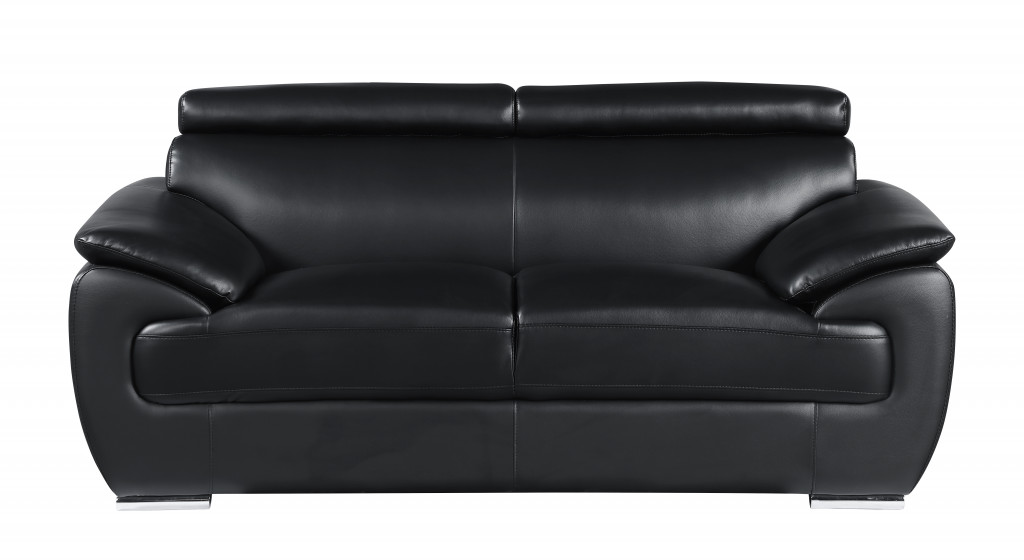 69" Black And Silver Faux Leather Love Seat-329520-1