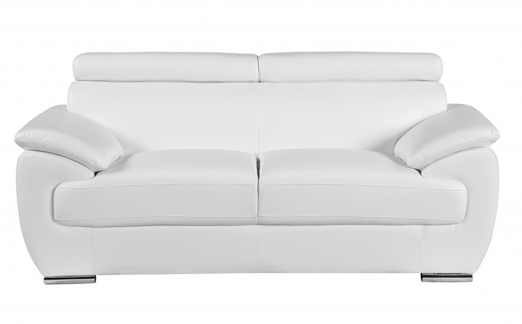 69" White And Silver Faux Leather Love Seat-329524-1