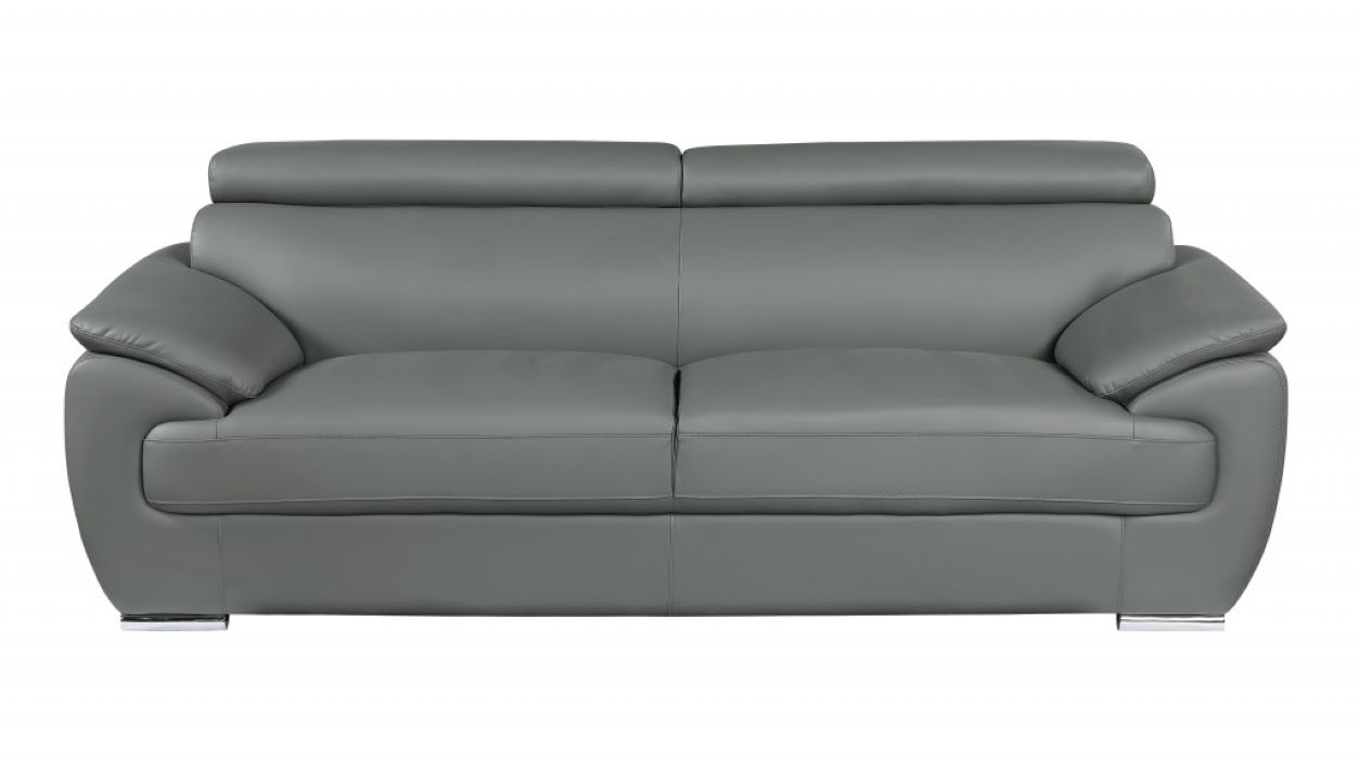 86" Gray And Silver Faux Leather Sofa-329527-1