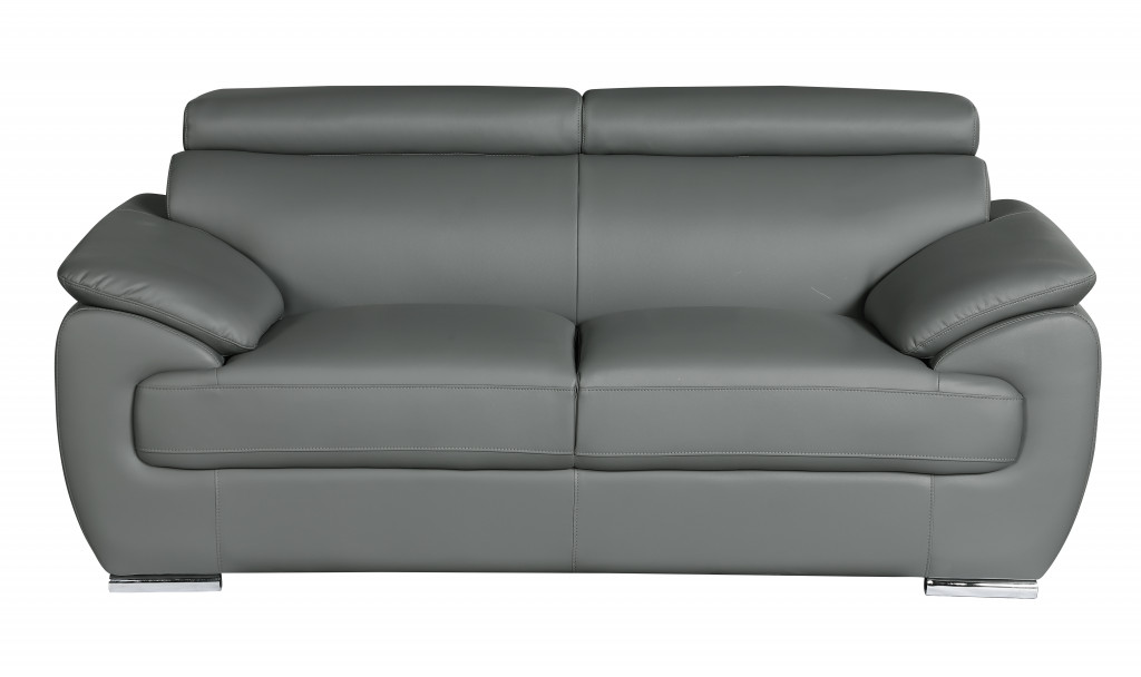 69" Gray And Silver Faux Leather Love Seat-329528-1