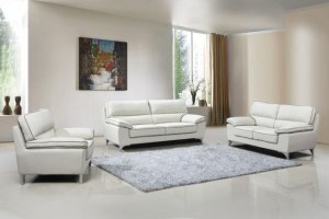 111" Classy Grey Leather Sofa Set
