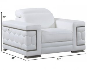 114" Sturdy White Leather Sofa Set