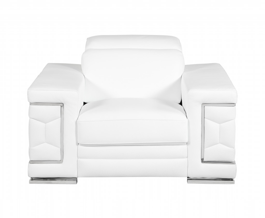 114" Sturdy White Leather Sofa Set