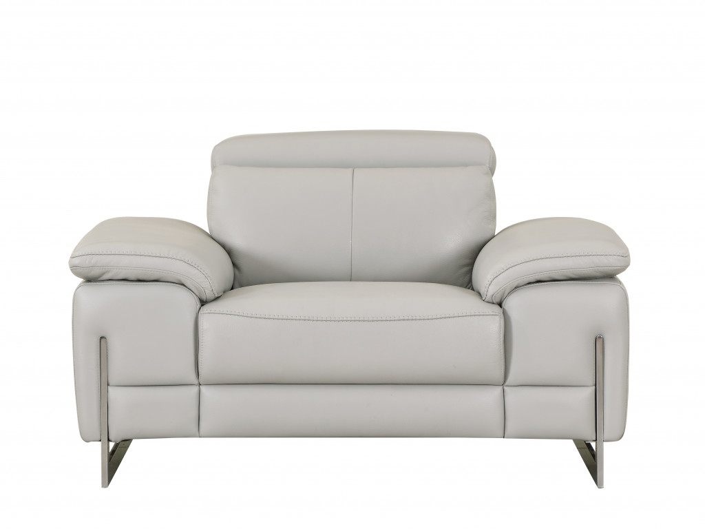31" Light Grey Tasteful Leather Chair-329682-1