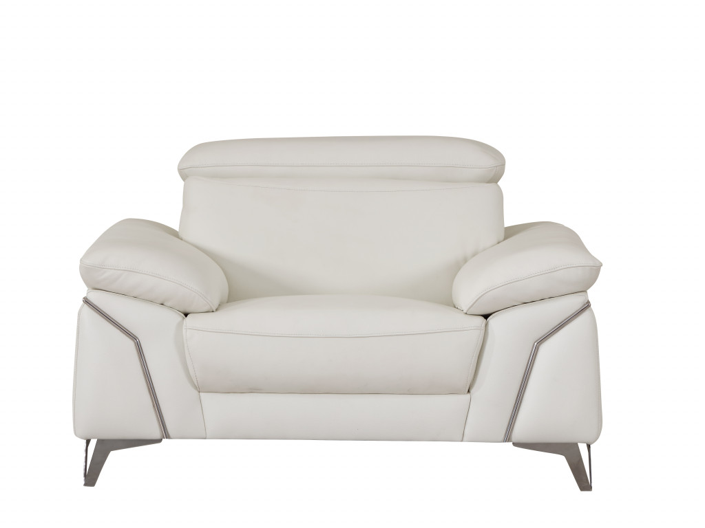 31" White Fashionable Leather Chair-329686-1