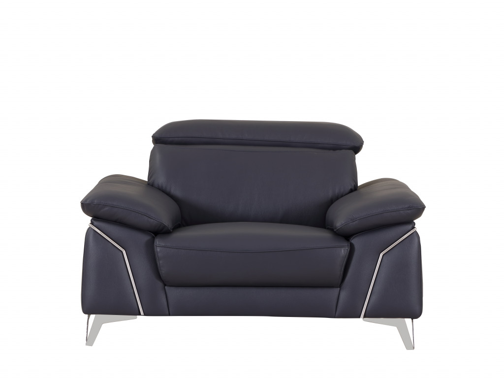 31" Navy Blue Genuine Italian Leather Chair-329690-1