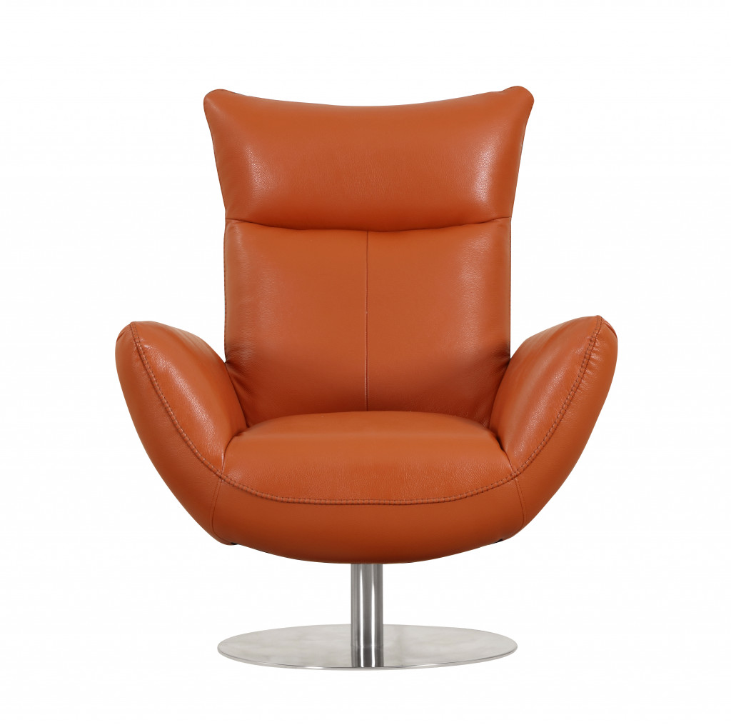 43" Orange Contemporary Leather Lounge Chair-329694-1