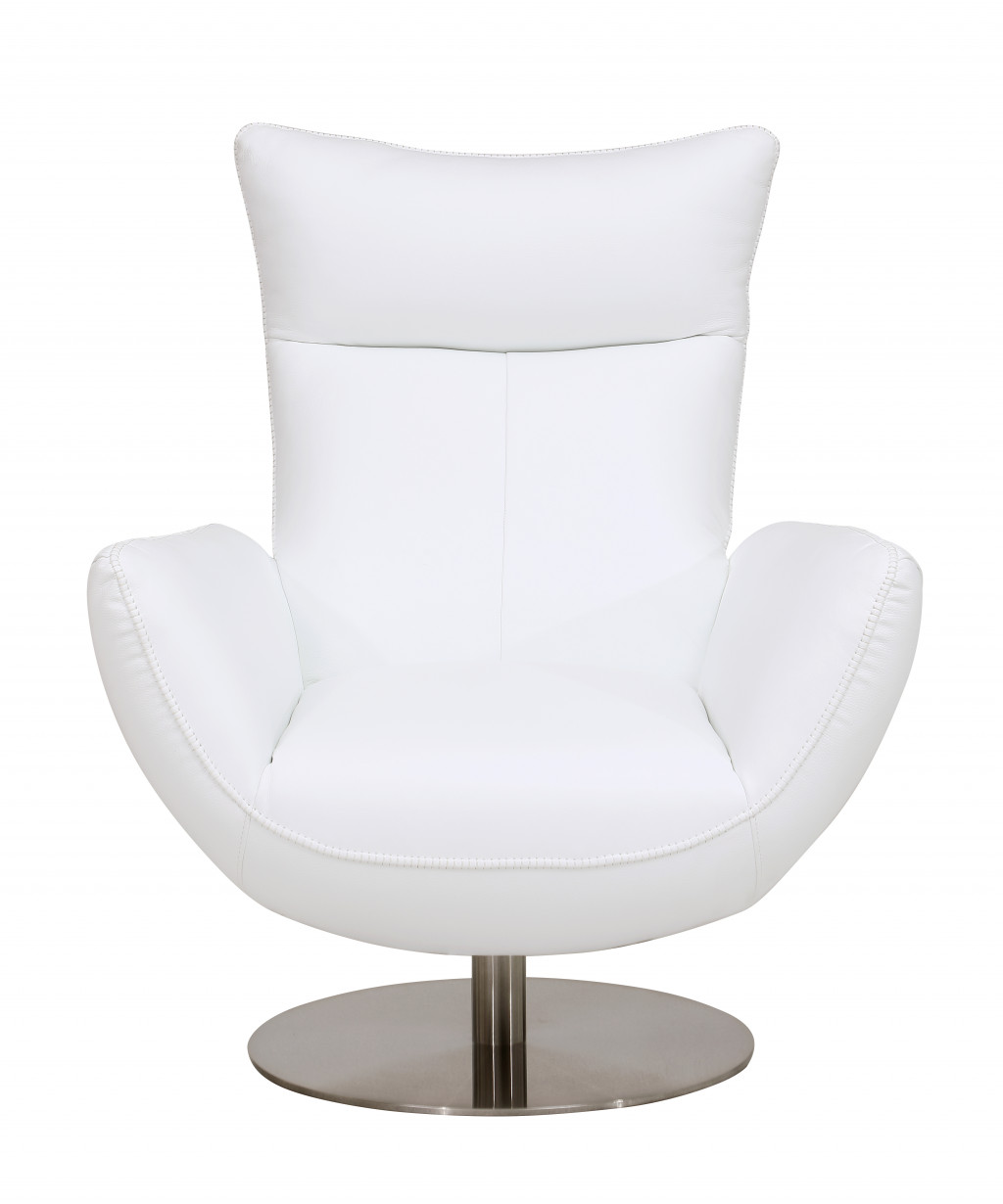 43" White Contemporary Leather Lounge Chair-329696-1
