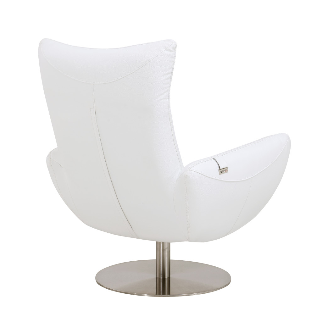 43" White Contemporary Leather Lounge Chair