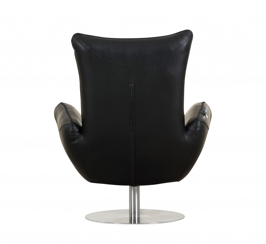 43" Black Contemporary Leather Lounge Chair