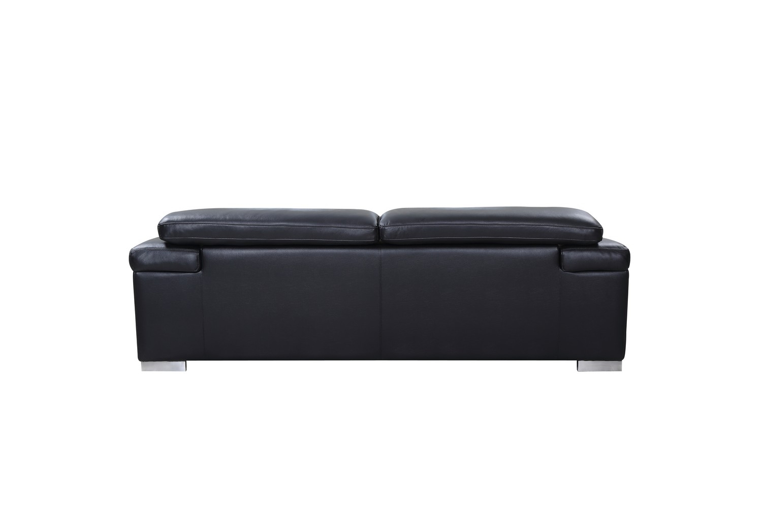 117" Modern Black Leather Sofa Set