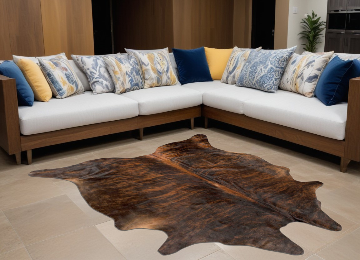 60" X 84" Dark Brindle Cowhide  Rug-332273-1