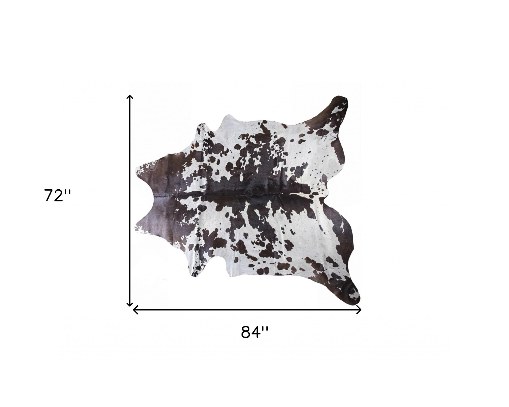 72" X 84" White And Chocolate Cowhide  Rug