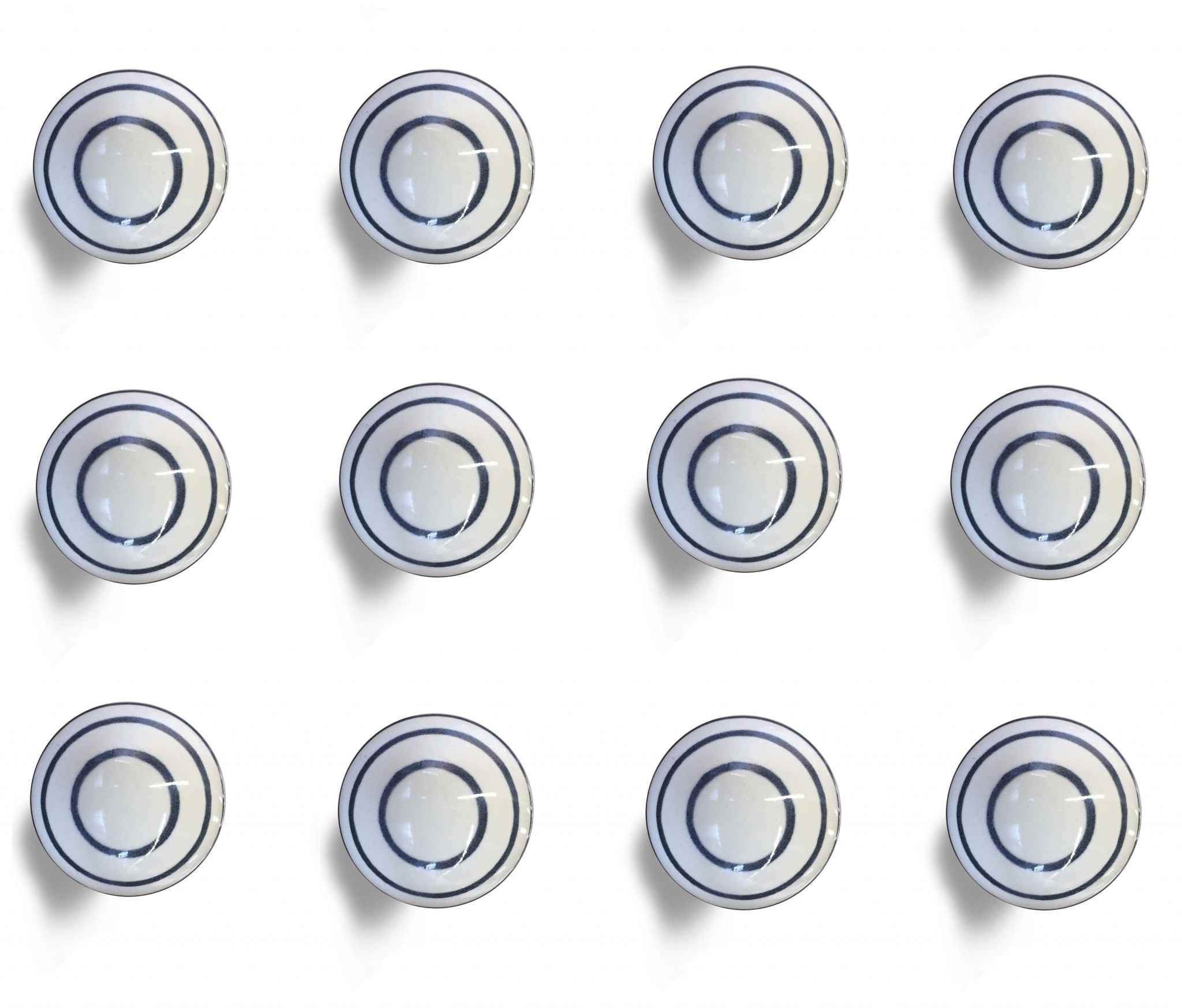1.5" x 1.5" x 1.5" White and Navy - Knobs 12-Pack
