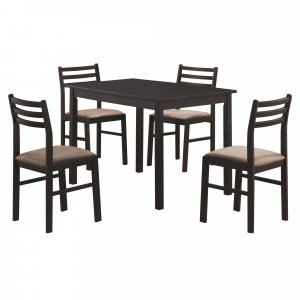 62.5" x 74.75" x 94.75" Cappuccino Beige Solid Wood Foam Polyester Blend  5pcs Dining Set