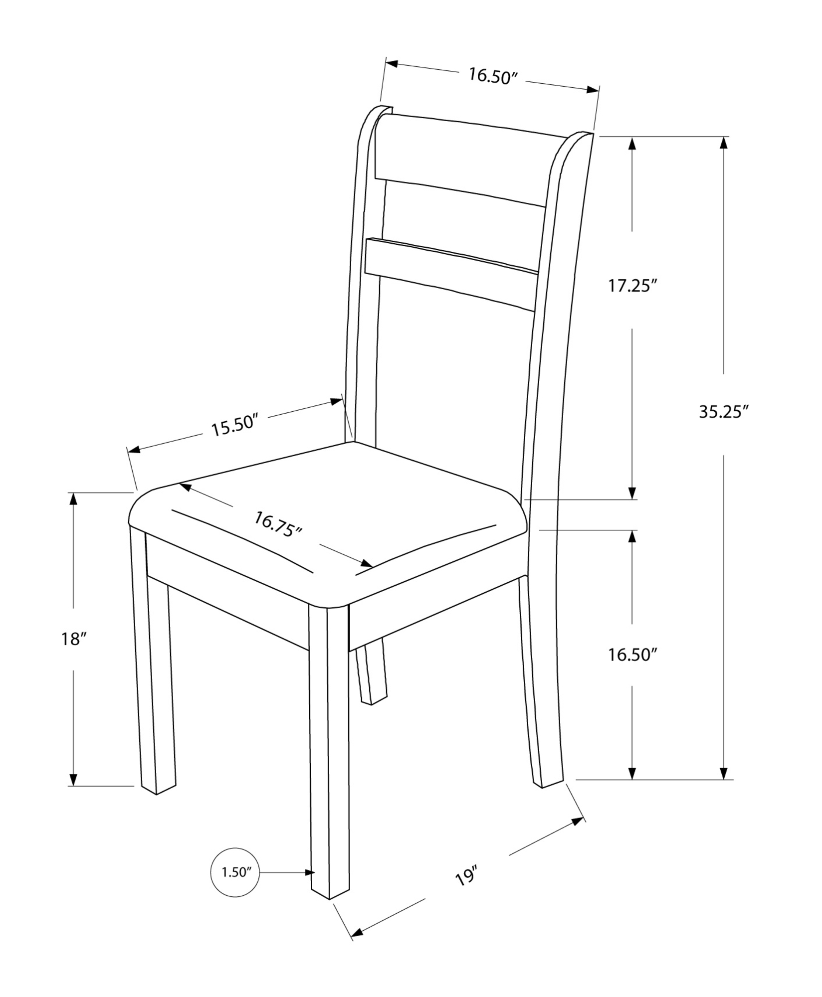 38" x 33.5" x 70.5" Cappuccino Solid Wood Foam Veneer LeatherLook Dining Chair 2pcs