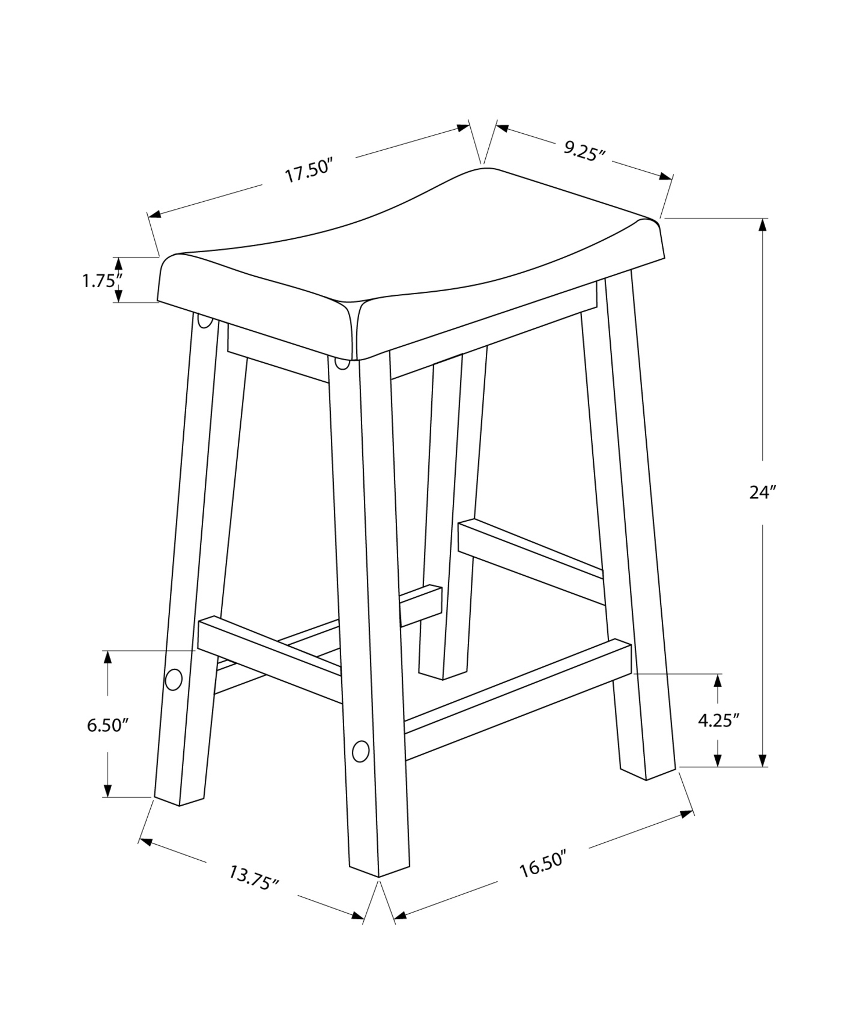 27.5" x 35" x 48" White Solid Wood Mdf Barstool