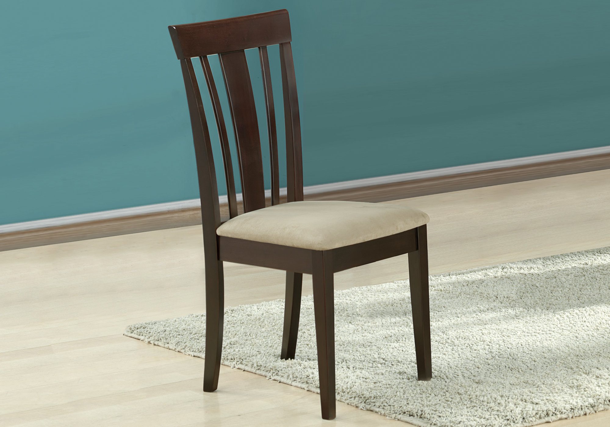 Two 38.25" Cappuccino MDF Brown Microfiber and Foam Dining Chairs