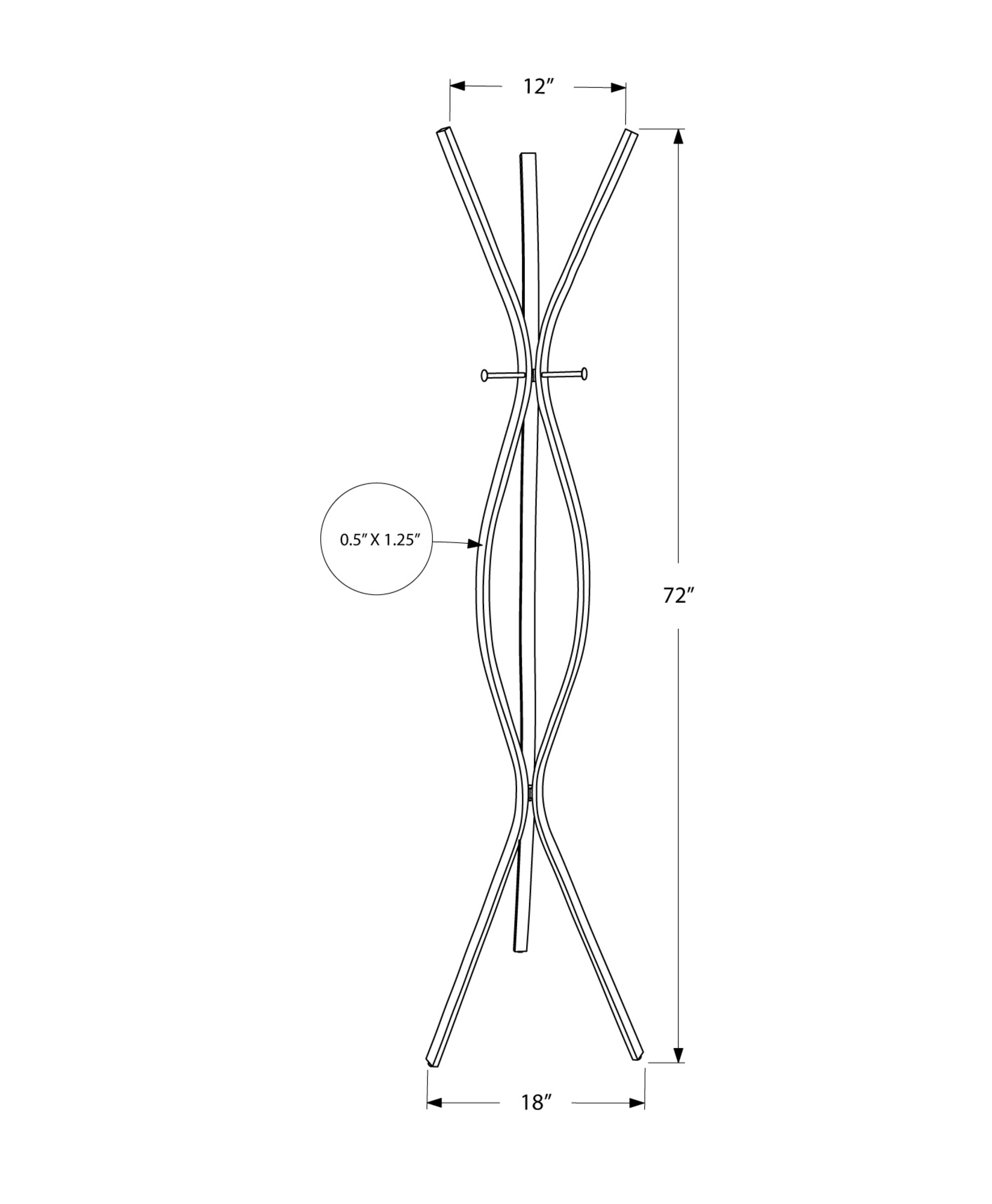 12" x 18" x 72" Black Metal Coat Rack