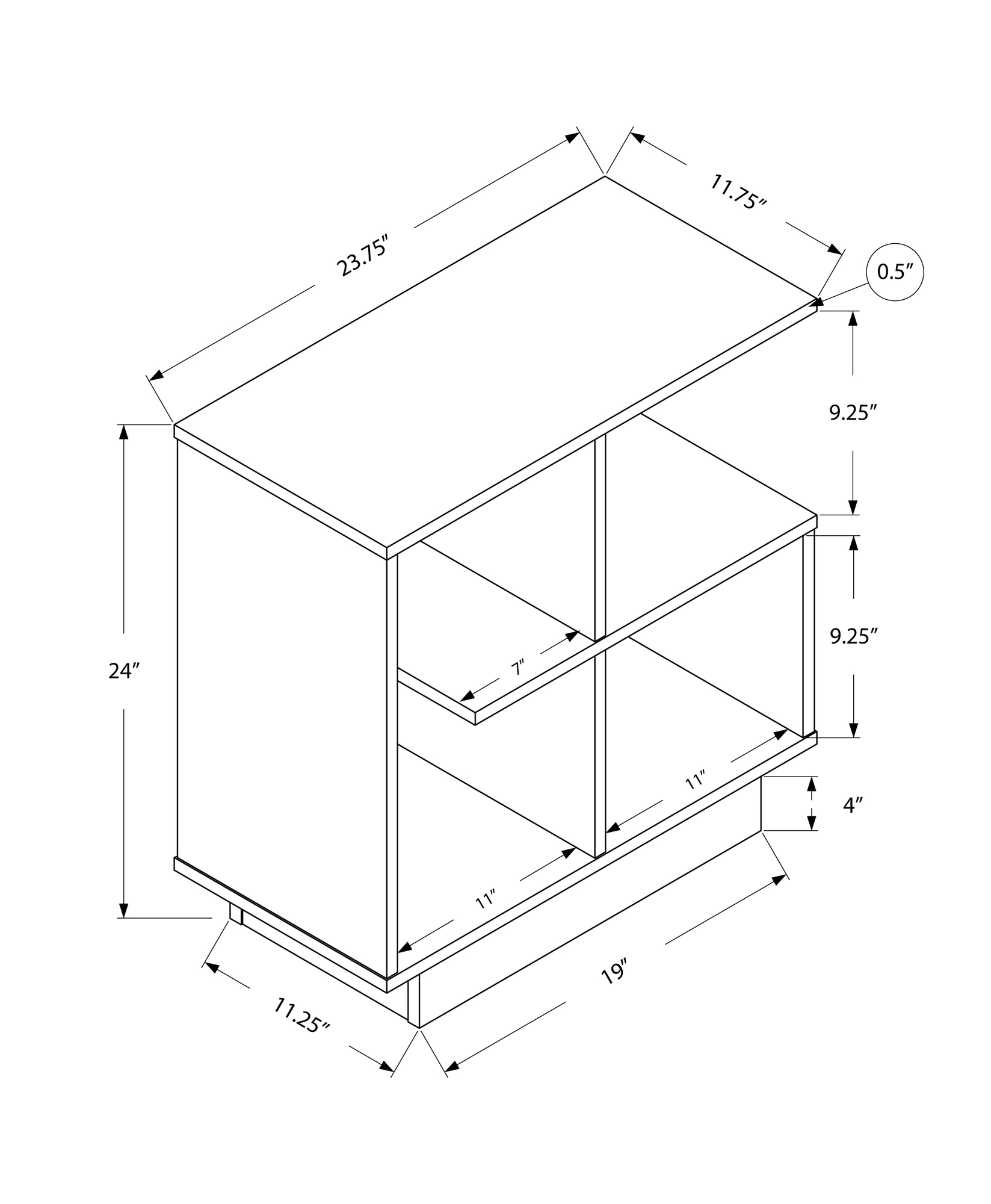 11.5" x 23.5" x 24" Dark Taupe Particle Board Laminate Kitchen Cart