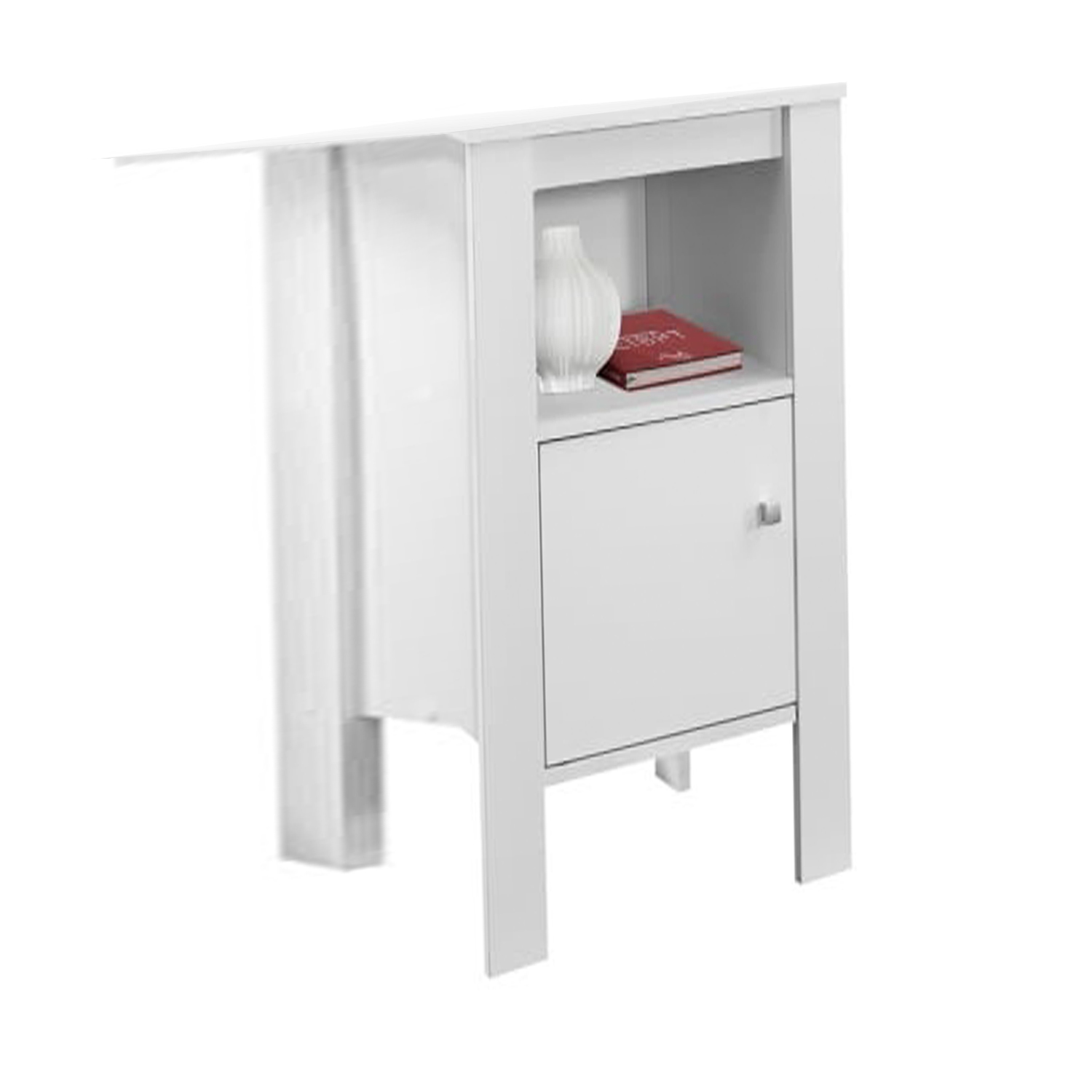 14" x 17.25" x 24.25" White Particle Board Storage Accent Table