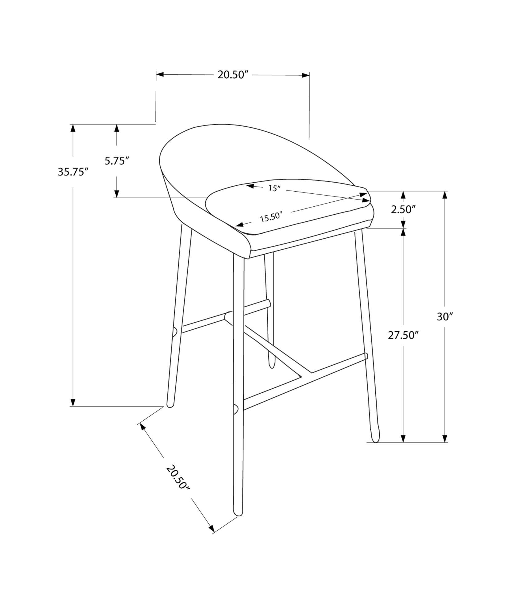 41" x 41" x 71.5" Grey Foam Metal Polyester Barstool set of 2