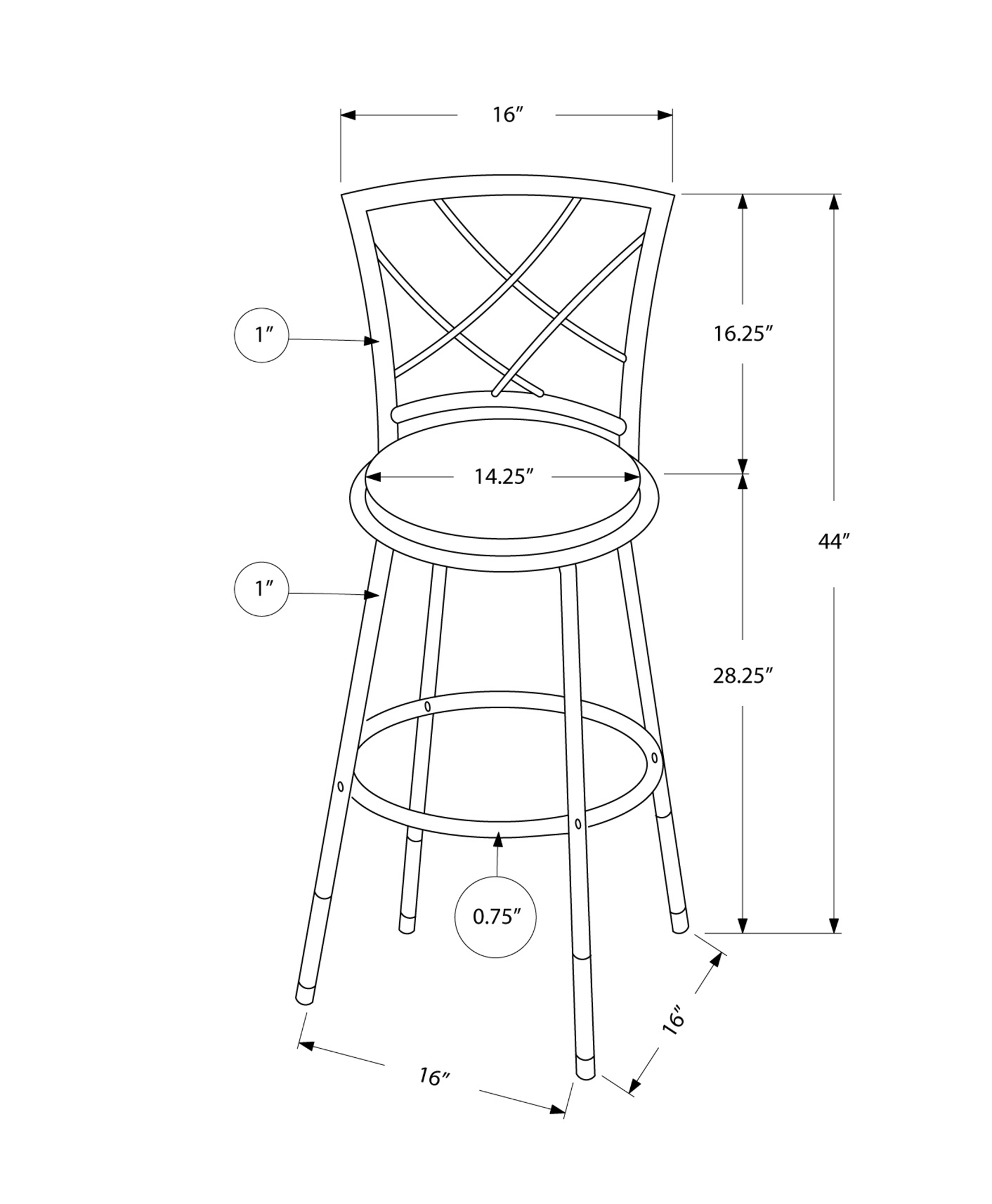 32" x 32" x 88" Black Metal Foam LeatherLook Barstool 2pcs