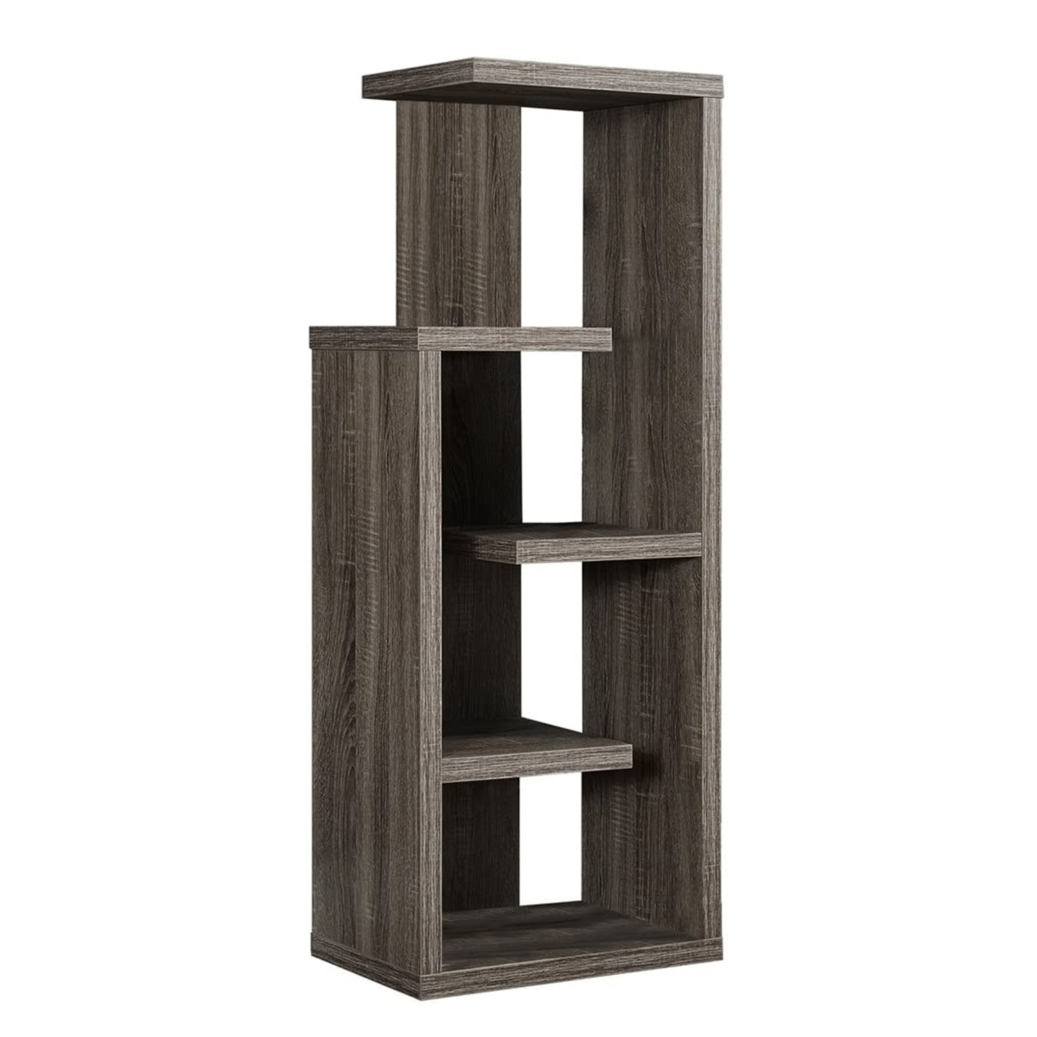12" x 18.5" x 47.25" Dark Taupe Particle Board Hollow Core Bookcase