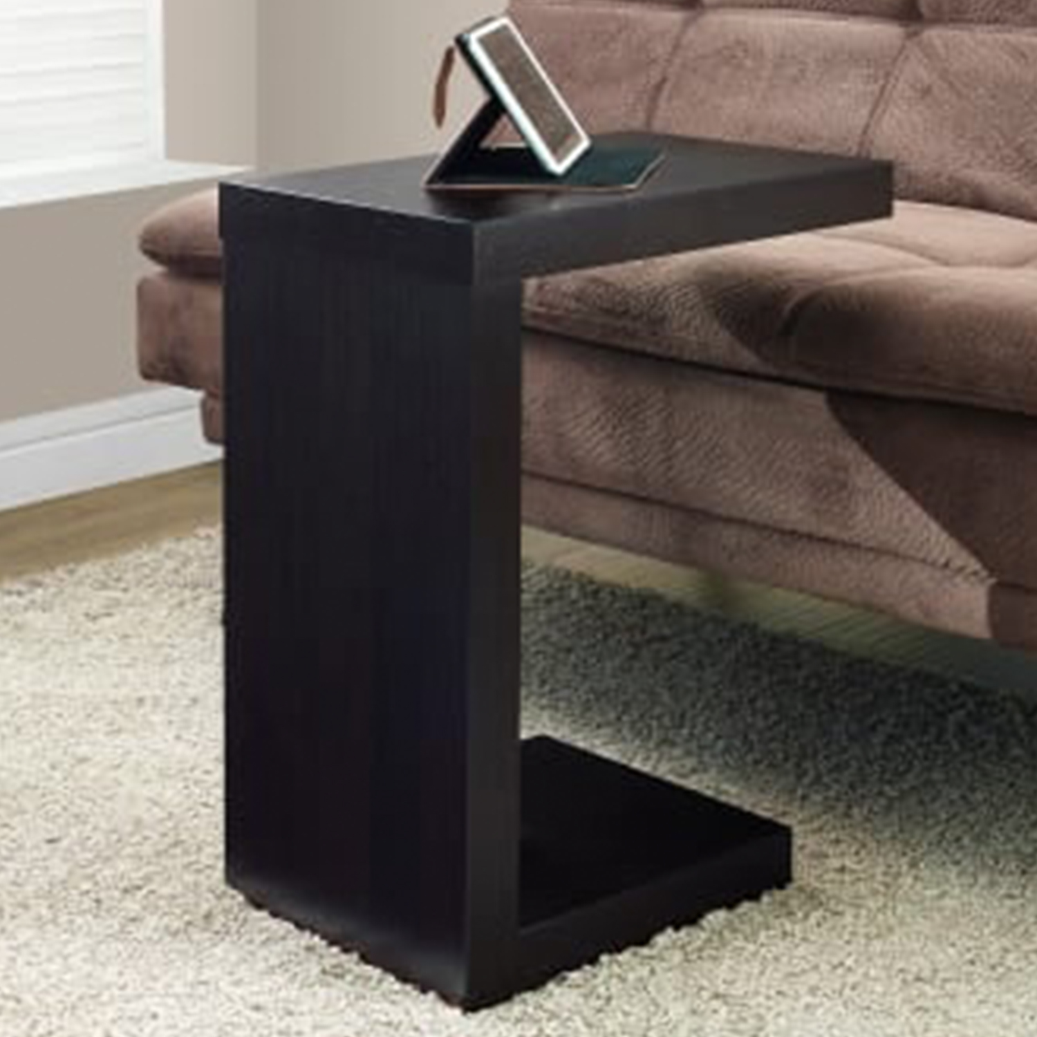 11.5" x 18" x 24" Cappuccino Hollow Core Particle Board Accent Table