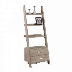 Dark Taupe Hollow Core Bookcase with 2 Storage Drawers