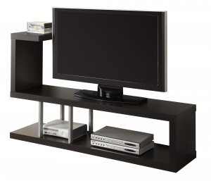 35.25" Cappuccino Particle Board Hollow Core and Silver Metal TV Stand
