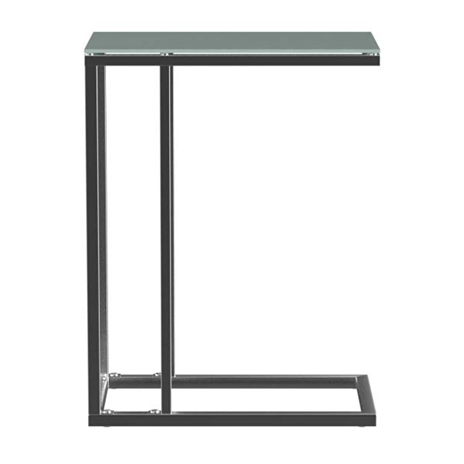 18.25" x 10.25" x 24" Chrome Metal Tempered Glass Accent Table